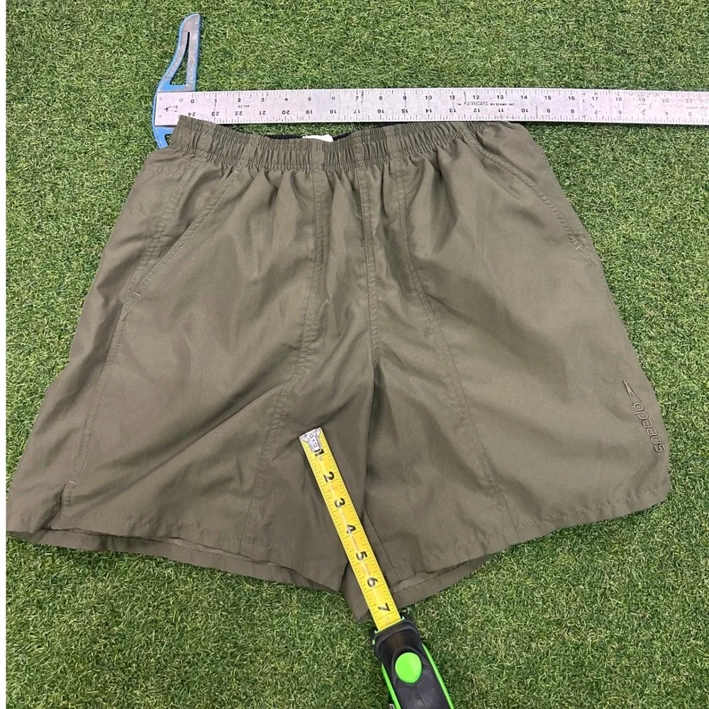 Speedo Mens Swim Trunks Olive Green Mesh Lined Board Shorts Size Medium